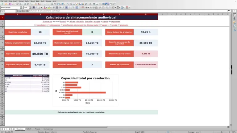 Vista previa de Plantilla Excel gratis de almacenamiento audiovisual 2026